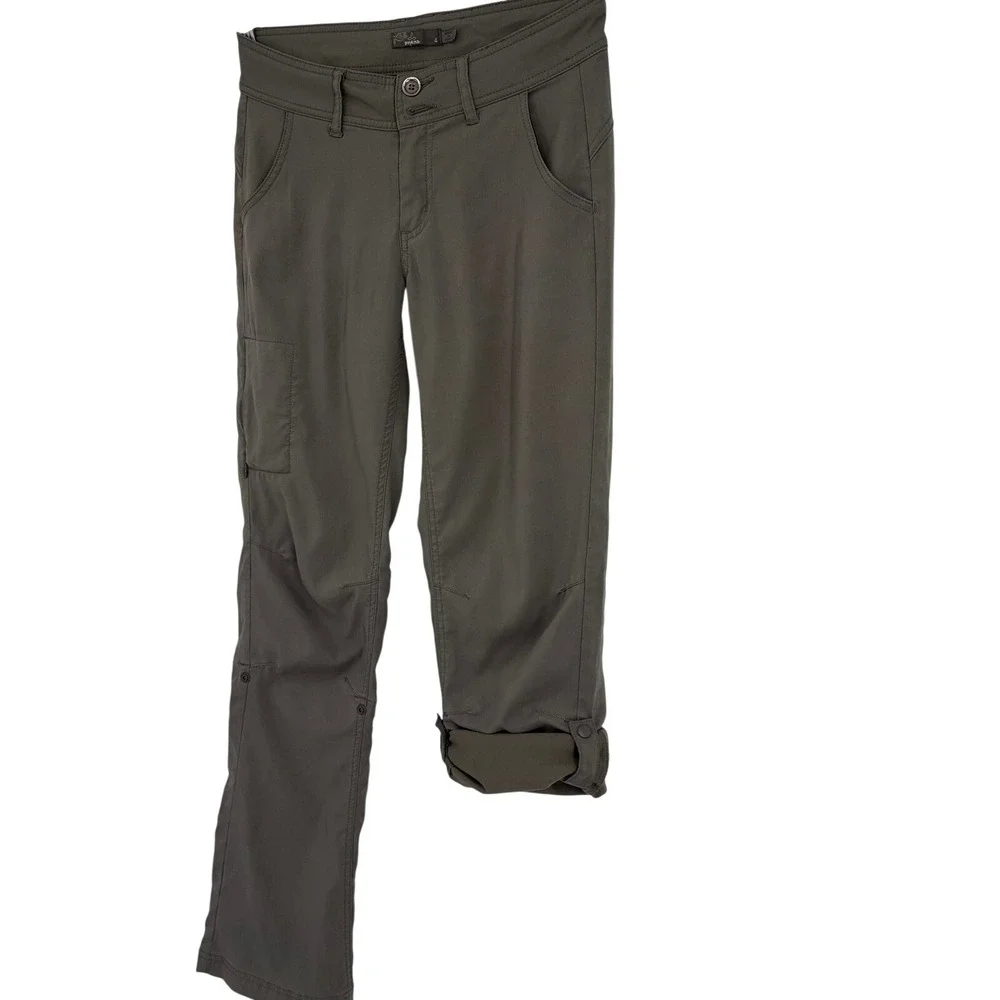 Prana Womens‎ Size 4 Gray Convertible Hiking Pants Roll Up Snap Outdoor Travel